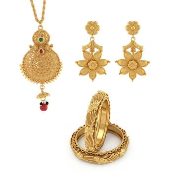 Brass gold pendant kada set for women (pack of 4 items) 3