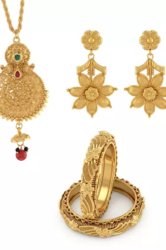 Brass gold pendant kada set for women (pack of 4 items)