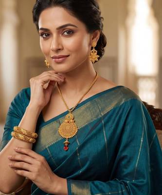 Brass gold pendant kada set for women (pack of 4 items) 4