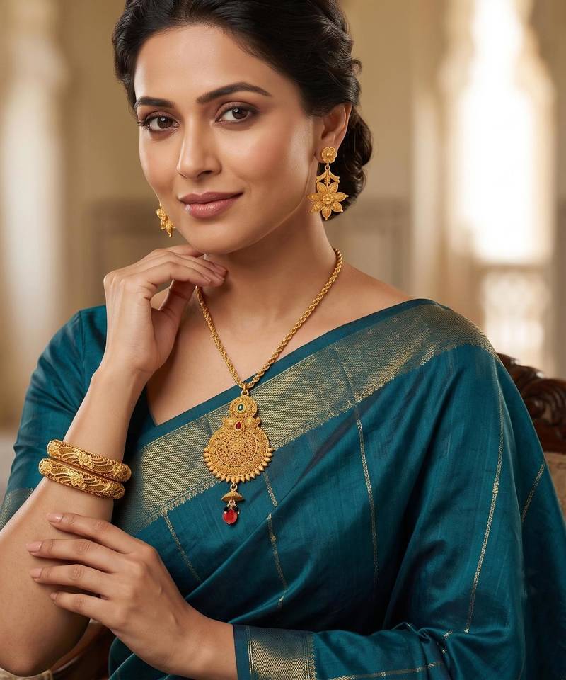 Brass gold pendant kada set for women (pack of 4 items)