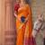 orange colour dola silk blend printed saree with blouse 