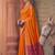 orange colour dola silk blend printed saree with blouse 