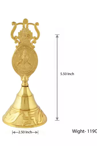 Brass gold big bell with ganesh motif