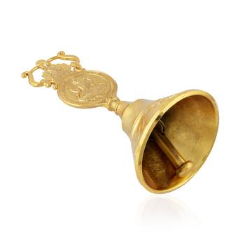 Brass gold big bell with ganesh motif 3