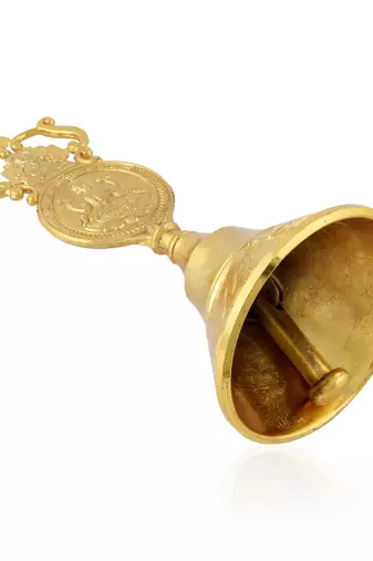 Brass gold big bell with ganesh motif