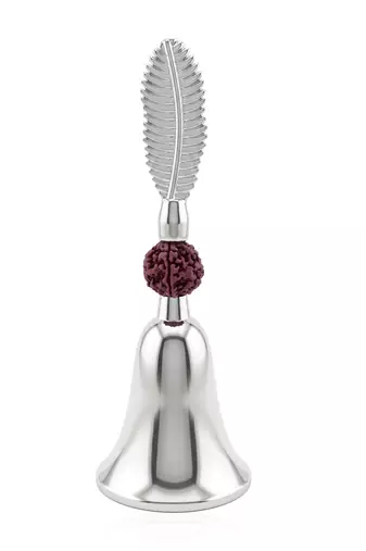 Big silver plated bell with leaf and rudraksh