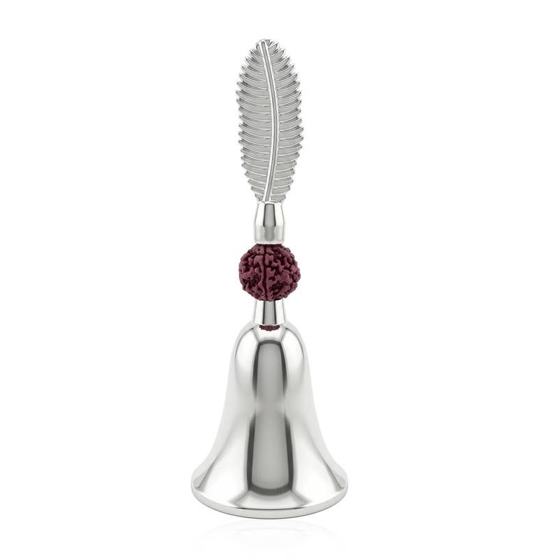 Big silver plated bell with leaf and rudraksh