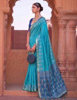 purple-2 colour dola silk blend printed saree with blouse  2