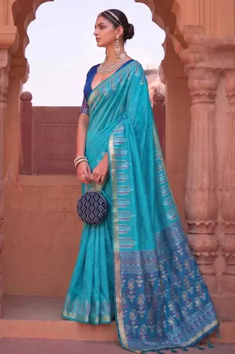 purple-2 colour dola silk blend printed saree with blouse 