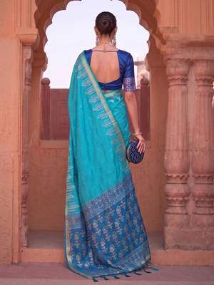 purple-2 colour dola silk blend printed saree with blouse  3