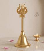 Brass gold bell with mahakal trishul stem