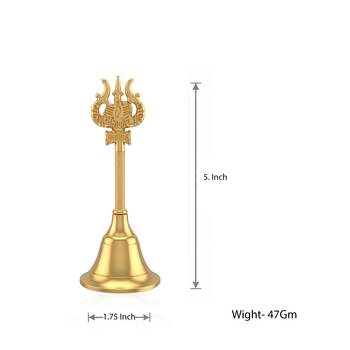Brass gold bell with mahakal trishul stem 2