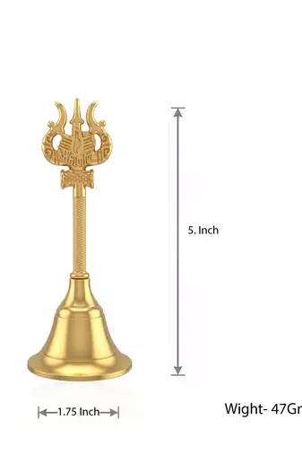 Brass gold bell with mahakal trishul stem