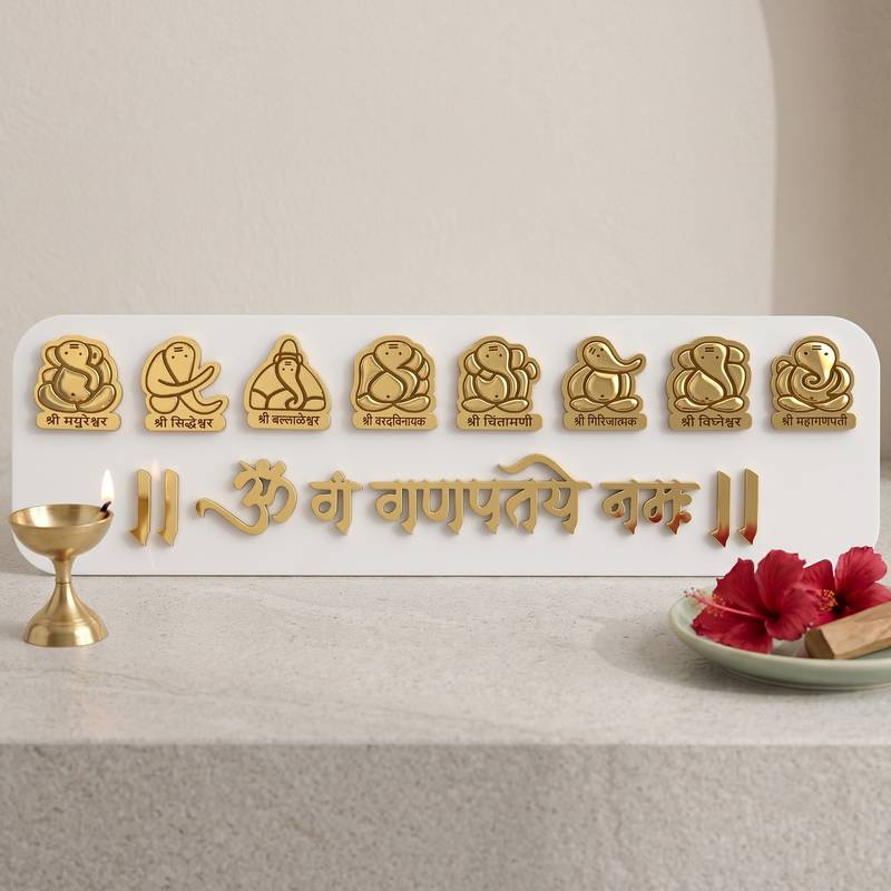 Acrylic ganesh main door wall stikcer plate
