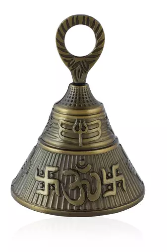Big bronze hindu bell with puja room