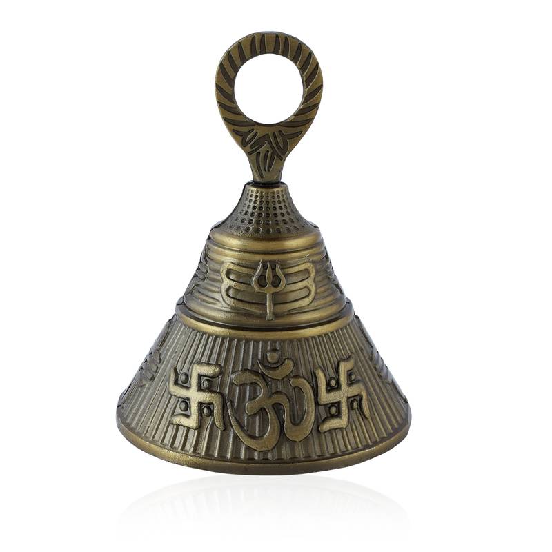 Big bronze hindu bell with puja room