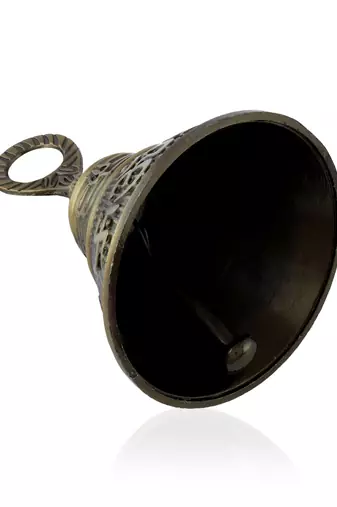 Big bronze hindu bell with puja room