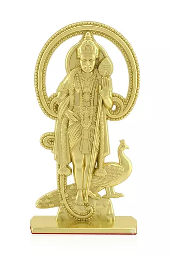 Brass gold murugan kartikeyan idol stand
