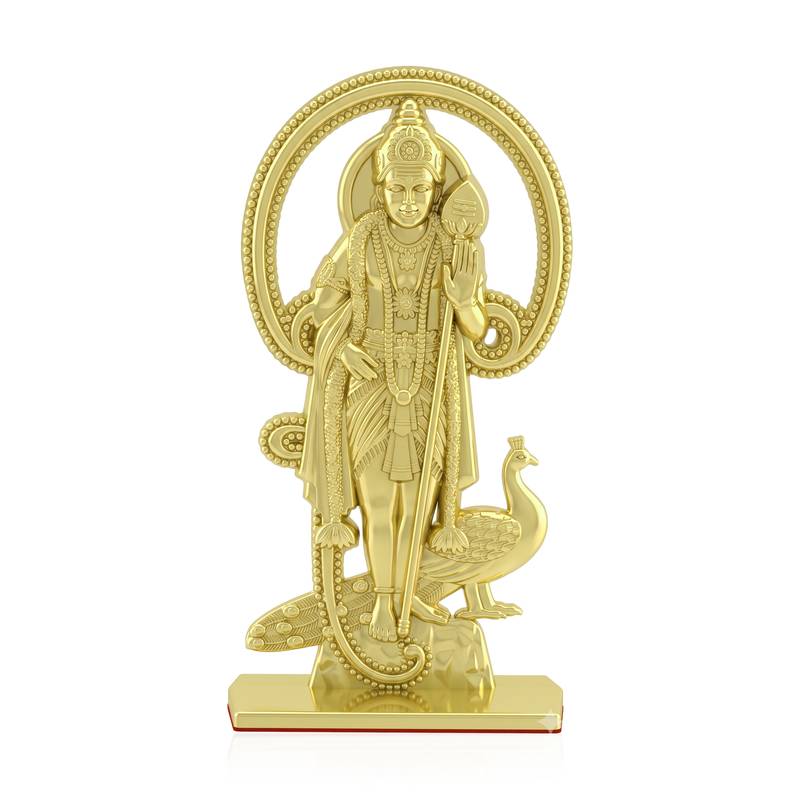 Brass gold murugan kartikeyan idol stand