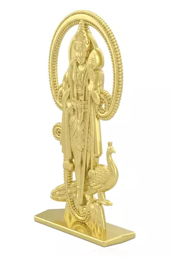 Brass gold murugan kartikeyan idol stand