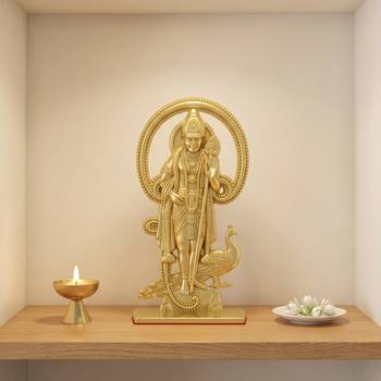 Brass gold murugan kartikeyan idol stand 3
