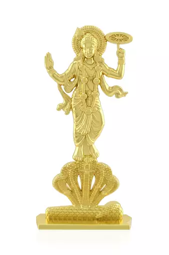 Brass gold standing vishnu spiritual idol stand