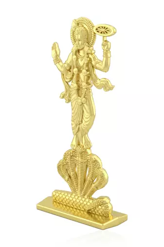 Brass gold standing vishnu spiritual idol stand
