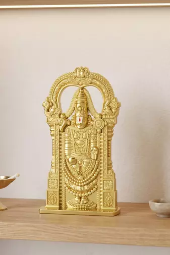 Brass gold tirupati balaji stand idol