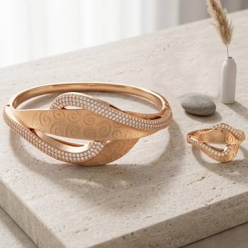 Rose gold plated cz openable women kada 1