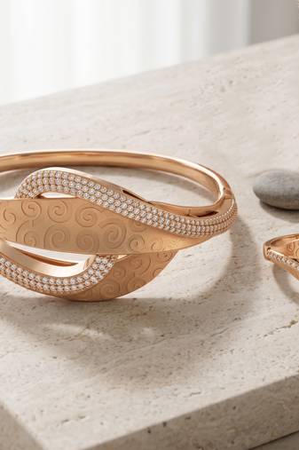 Rose gold plated cz openable women kada