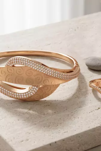 Rose gold plated cz openable women kada