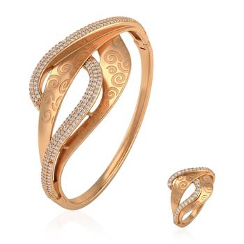 Rose gold plated cz openable women kada 2