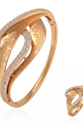 Rose gold plated cz openable women kada