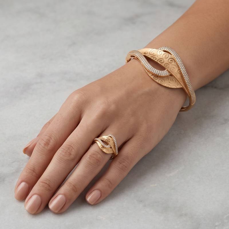 Rose gold plated cz openable women kada