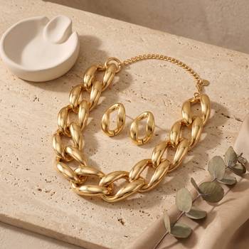 Big gold plated neckalce set 1