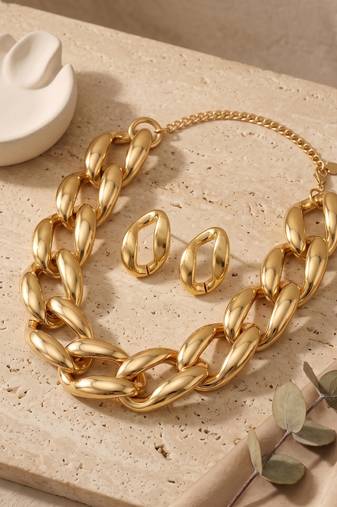 Big gold plated neckalce set