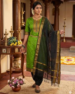 Mahendi woven jaquard straight kurti dupatta with pant 1
