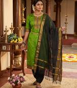 Mahendi woven jaquard straight kurti dupatta with pant