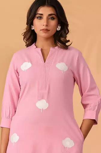 women floral embroidered regular thread work kurta with palazzos
