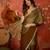 Brown & gold tissue satin sequins saree with unstitched blouse piece.