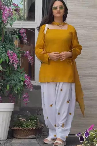 Yellow Embroidery Work Salwar Suit