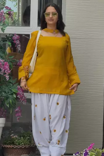 Yellow Embroidery Work Salwar Suit