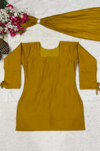 Yellow Embroidery Work Salwar Suit