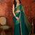 Rama & gold tissue satin sequins saree with unstitched blouse piece.