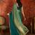 Rama & gold tissue satin sequins saree with unstitched blouse piece.