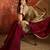 Wine & gold tissue satin sequins saree with unstitched blouse piece.