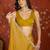 Yellow & gold tissue satin sequins saree with unstitched blouse piece.