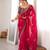 Rani tissue satin embroidered saree with unstitched blouse piece.