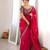 Rani tissue satin embroidered saree with unstitched blouse piece.
