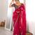 Rani tissue satin embroidered saree with unstitched blouse piece.